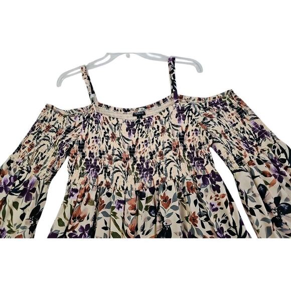 Torrid ~Woman Size 1(1x)~ Multicolor Off-Shoulder Long Sleeve Shirt Top Colorful - Picture 6 of 14